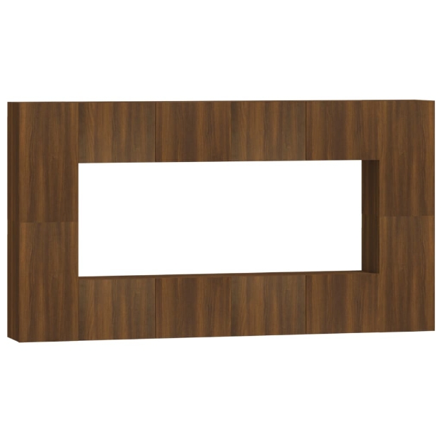 Set Mobili Porta TV 8pz Rovere Marrone in Legno Multistrato