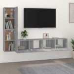 Set di Mobili Porta TV 4 pz Grigio Sonoma in Legno Multistrato