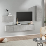 Set di Mobili Porta TV 4 pz Grigio Cemento in Legno Multistrato