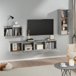 Set di Mobili Porta TV 4 pz Grigio Cemento in Legno Multistrato