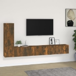 Set Mobili Porta TV 3 pz Rovere Fumo in Legno Multistrato