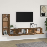 Set Mobili Porta TV 3 pz Rovere Fumo in Legno Multistrato