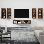 Set Mobili Porta TV 6 pz Rovere Marrone in Legno Multistrato