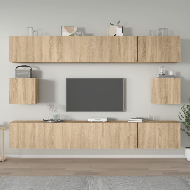 Set di Mobili Porta TV 6 pz Rovere Sonoma in Legno Multistrato