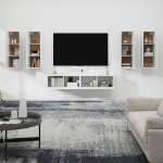 Set di Mobili Porta TV 6 pz Bianco in Legno Multistrato