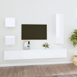 Set di Mobili Porta TV 5 pz Bianco Lucido in Legno Multistrato