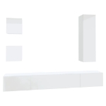 Set di Mobili Porta TV 5 pz Bianco Lucido in Legno Multistrato