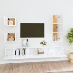 Set di Mobili Porta TV 5 pz Bianco Lucido in Legno Multistrato