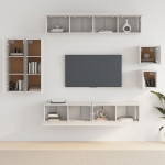 Set Mobili Porta TV 8pz Bianco in Legno Multistrato