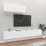 Set Mobili Porta TV 3 pz Bianco in Legno Multistrato