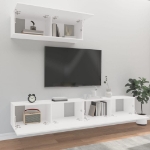 Set Mobili Porta TV 3 pz Bianco in Legno Multistrato