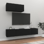 Set Mobili Porta TV 3 pz Nero in Legno Multistrato