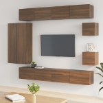 Set Mobili Porta TV 8pz Rovere Marrone in Legno Multistrato