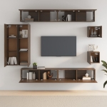 Set Mobili Porta TV 8pz Rovere Marrone in Legno Multistrato