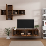 Set di Mobili Porta TV 7 pz Rovere Fumo in Legno Multistrato