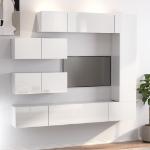 Set di Mobili Porta TV 7 pz Bianco Lucido in Legno Multistrato