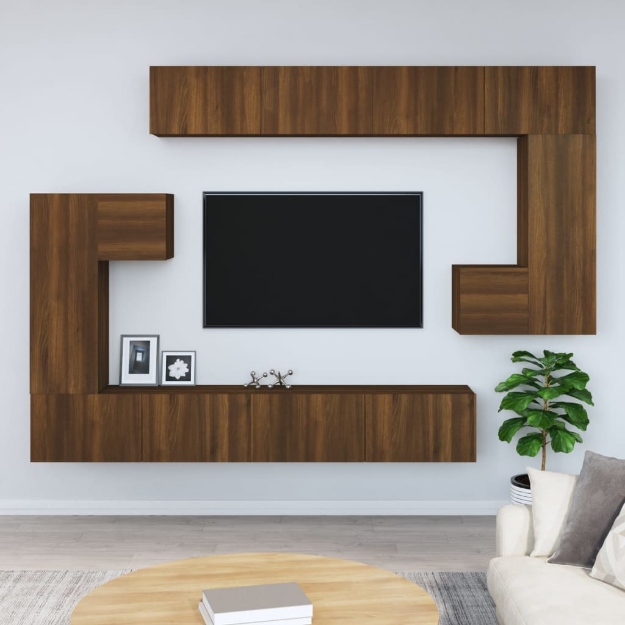 Mobile Porta TV a Parete Rovere Marrone in Legno Multistrato