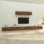 Set di Mobili Porta TV 6 pz Rovere Fumo in Legno Multistrato