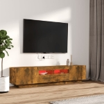 Set Mobili TV 2pz con Luci LED Rovere Fumo in Legno Multistrato