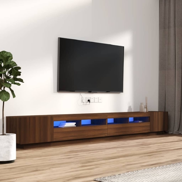 Set Mobili TV 3pz con Luci LED Rovere Marrone Legno Multistrato