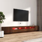 Set Mobili TV 3pz con Luci LED Rovere Marrone Legno Multistrato