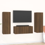 Set Mobili Porta TV 3 pz Rovere Marrone in Legno Multistrato