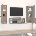 Set Mobili Porta TV 3 pz Grigio Sonoma in Legno Multistrato