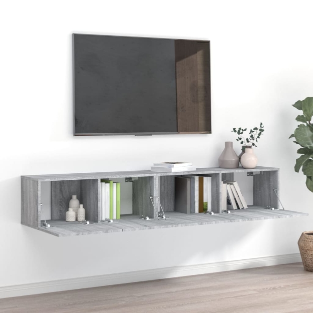 Set Mobili Porta TV 2 pz Grigio Sonoma in Legno Multistrato