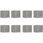 Armadietti TV a Parete 8 pz Grigio Sonoma 30,5x30x30 cm