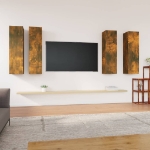 Mobili TV 4 pz Rovere Fumo 30,5x30x110 cm in Legno Multistrato