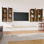 Mobili TV 4 pz Rovere Fumo 30,5x30x110 cm in Legno Multistrato