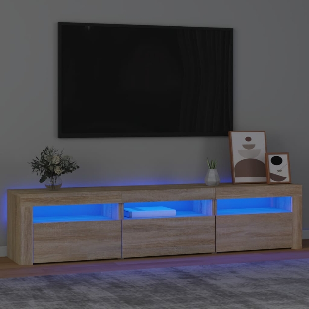 Mobile Porta TV con Luci LED Rovere Sonoma 180x35x40 cm