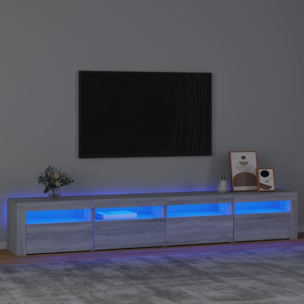 Mobile Porta TV con Luci LED Grigio Sonoma 240x35x40 cm