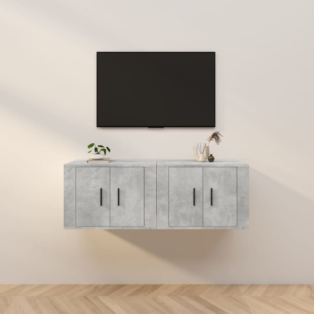 Mobili Porta TV a Parete 2 pz Grigio Cemento 57x34,5x40 cm