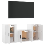 Set Mobili Porta TV 3 pz Bianco Lucido in Legno Multistrato