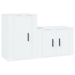 Set di Mobili Porta TV 2 pz Bianco in Legno Multistrato