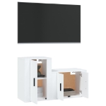 Set di Mobili Porta TV 2 pz Bianco in Legno Multistrato