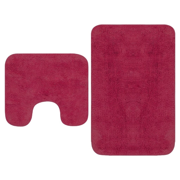 Set Tappetini per Bagno 2 pz in Tessuto Fucsia