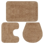 Set Tappetini per Bagno 3 pz in Tessuto Beige