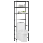 Scaffale per Bagno con 3 Ripiani Nero 53x28x169 cm