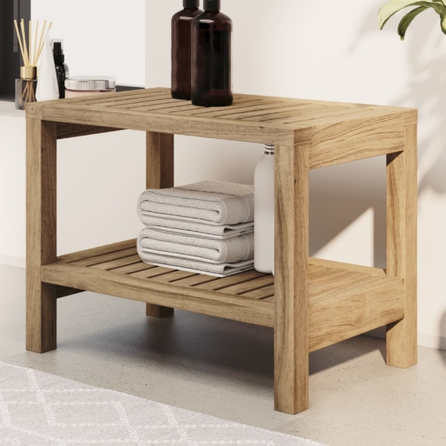 Tavolino da Bagno 60x30x45 cm in Legno Massello di Teak