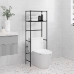 Rastrelliera per Bagno a 2 Livelli Nera 53,5x28x143 cm Ferro