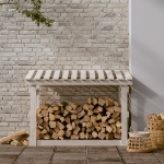 Portalegna Bianco 108x64,5x77 cm in Legno Massello di Pino