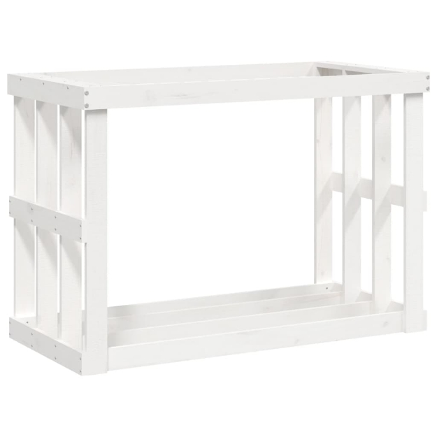 Portaceppi da Esterno Bianco 108x52x74 cm Legno Massello Pino