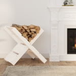 Portaceppi Bianco 47x39,5x48 cm in Legno Massello di Pino