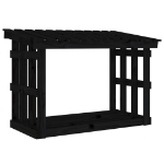 Portalegna Nero 108x64,5x77 cm in Legno Massello di Pino