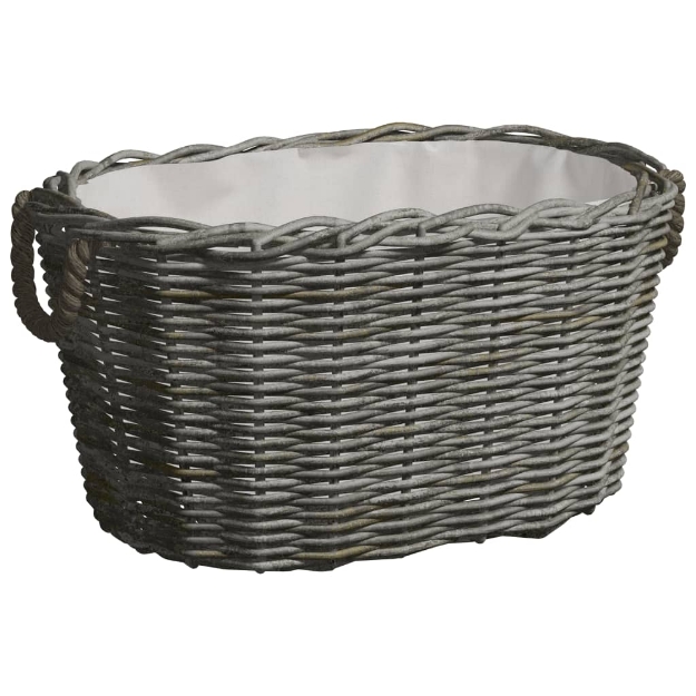 Cesta per Legna con Maniglie 59x42x28 cm Salice Grigia