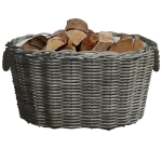 Cesta per Legna con Maniglie 59x42x28 cm Salice Grigia