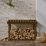 Portalegna Marrone Ambra 108x64,5x77 cm Legno Massello di Pino