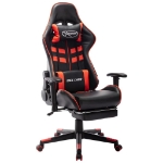 Sedia da Gaming con Poggiapiedi Rossa e Nera in Similpelle